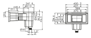 Dimensões skimmer boca larga Superpool (tela)